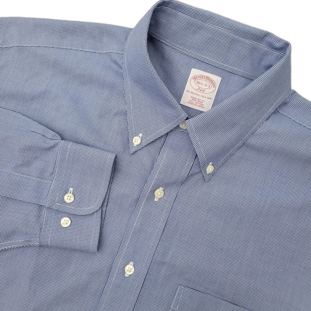 Brooks Brothers Dress Shirt Mens 16.5-2/3 The Original Polo Shirt Blue Non Iron